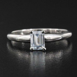 Size 7 14K White Gold 0.55 ct Lab Grown Emerald Cut Diamond Ring